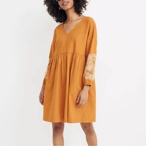 Madewell Embroidered-Sleeve Popover Dress